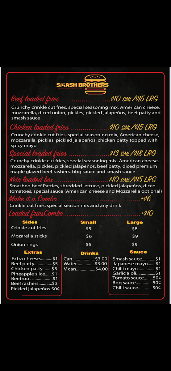 Menu, Smash Brothers