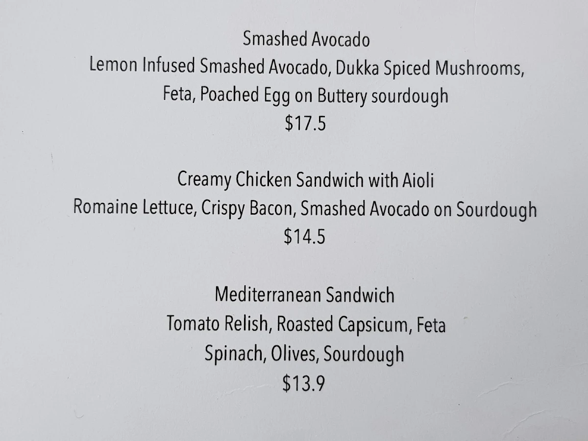 Menu, Thyme Square Café