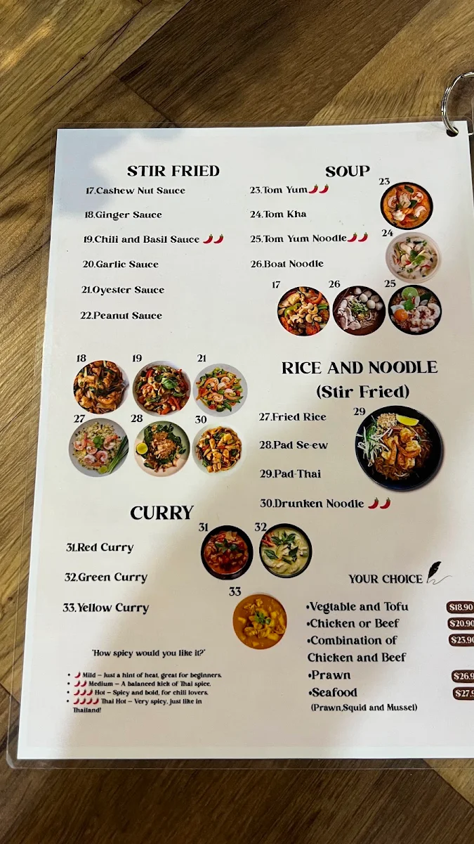 Menu, Thai Hometown Halal Restaurant