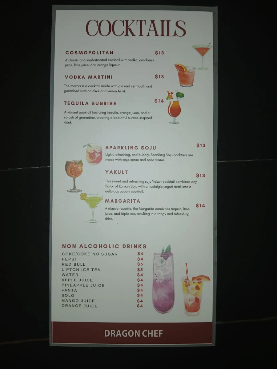 Menu, Dragon Chef - Bhutanese Restaurant