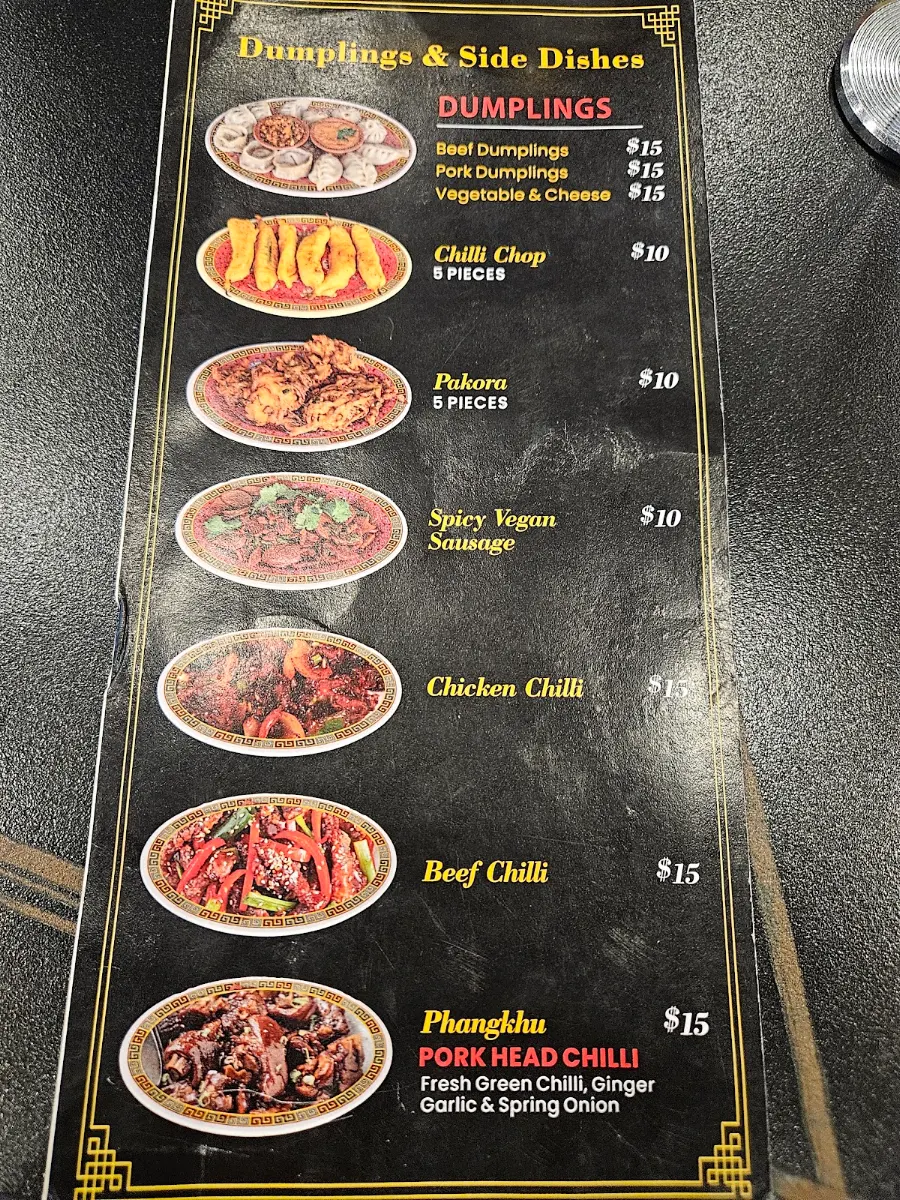 Menu, Dragon Chef - Bhutanese Restaurant