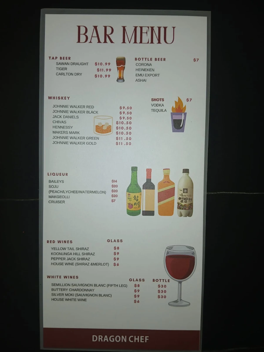 Menu, Dragon Chef - Bhutanese Restaurant