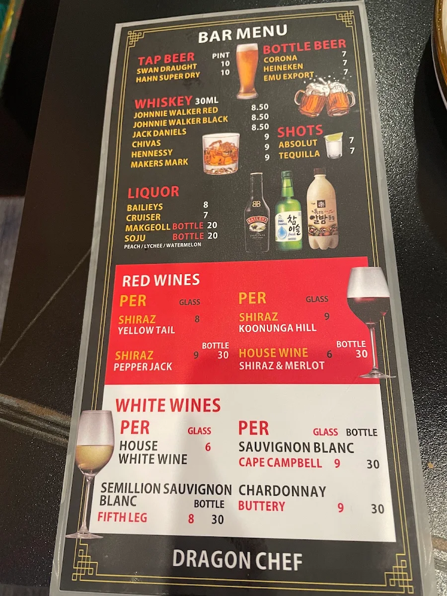 Menu, Dragon Chef - Bhutanese Restaurant