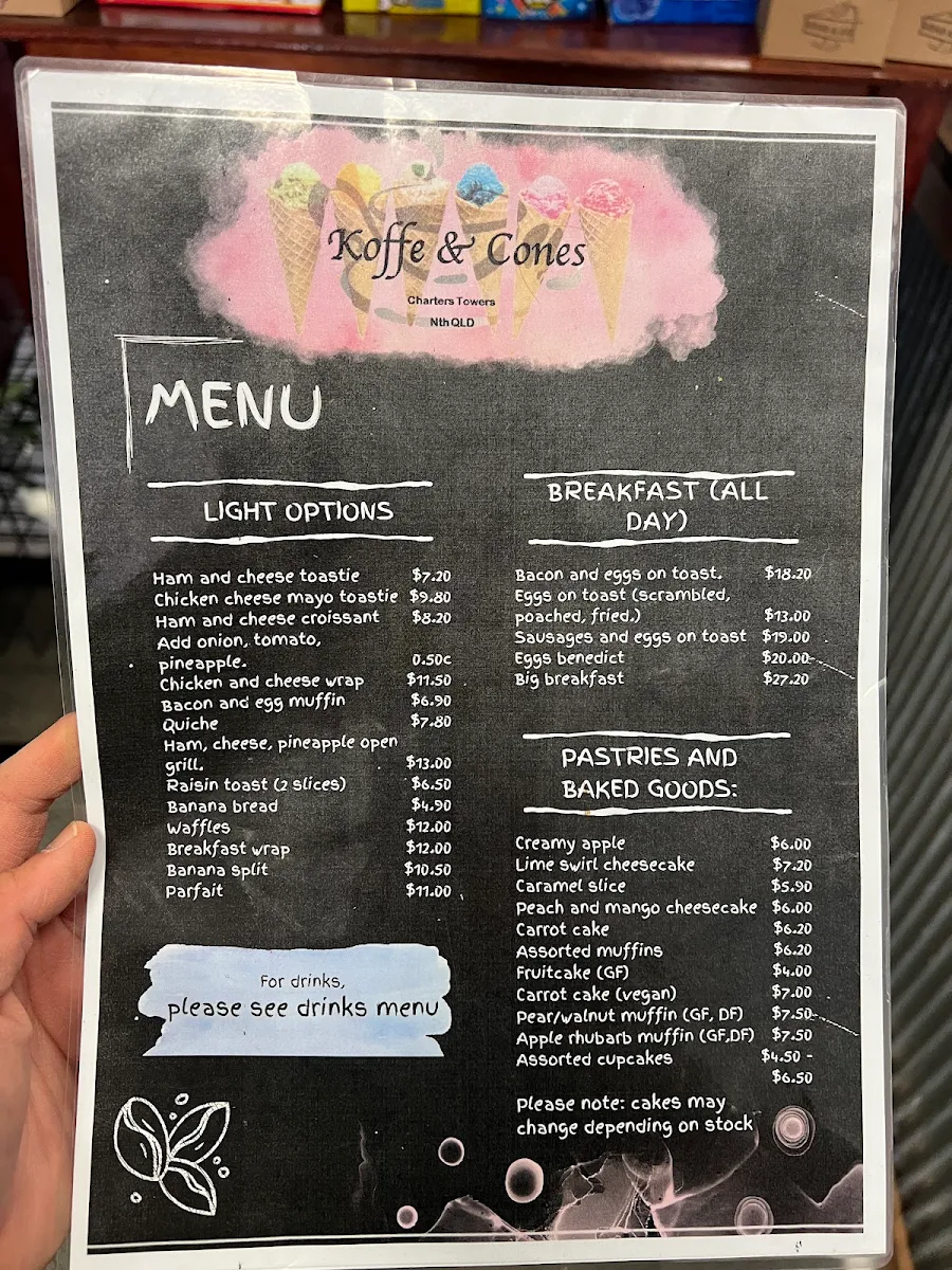 Menu, Koffe & Cones