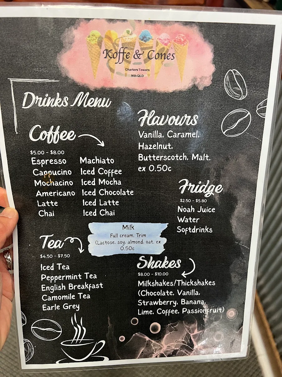 Menu, Koffe & Cones
