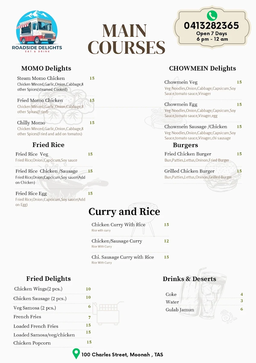Menu, Roadside Delights