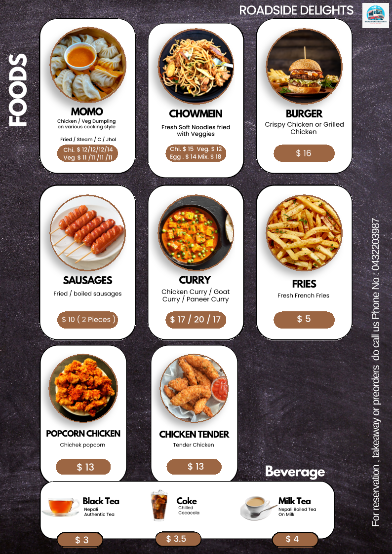 Menu, Roadside Delights