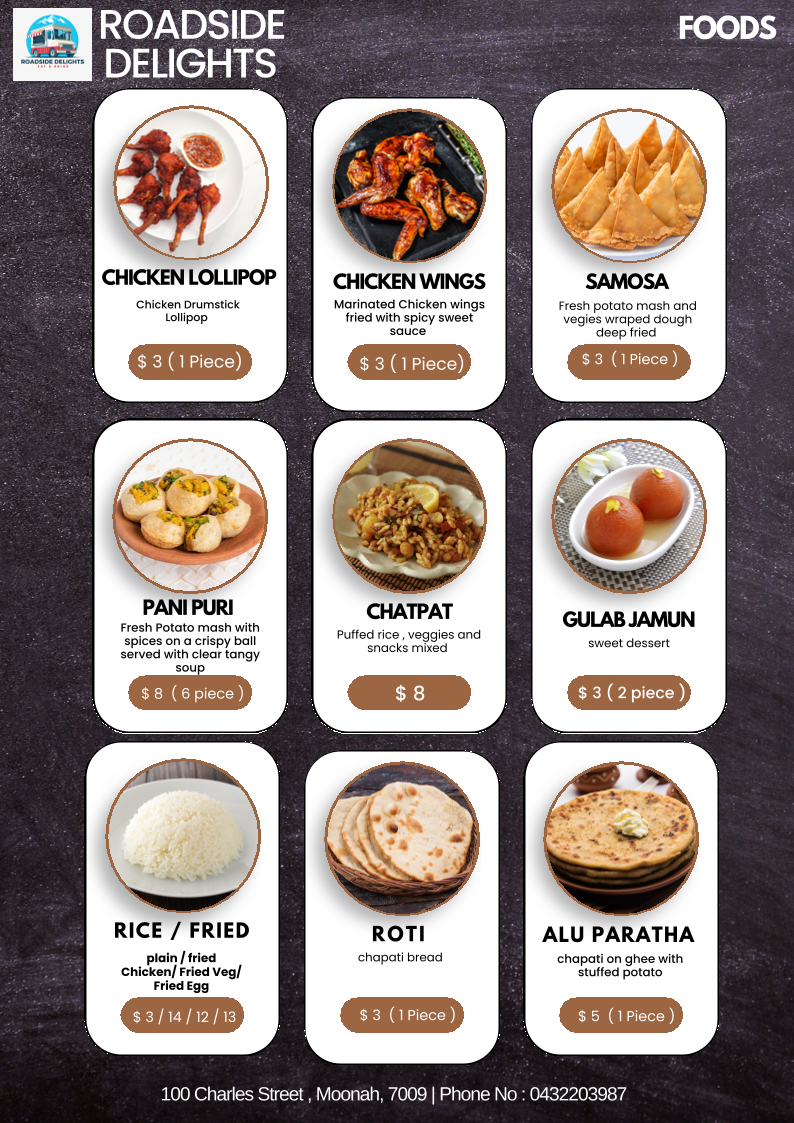 Menu, Roadside Delights