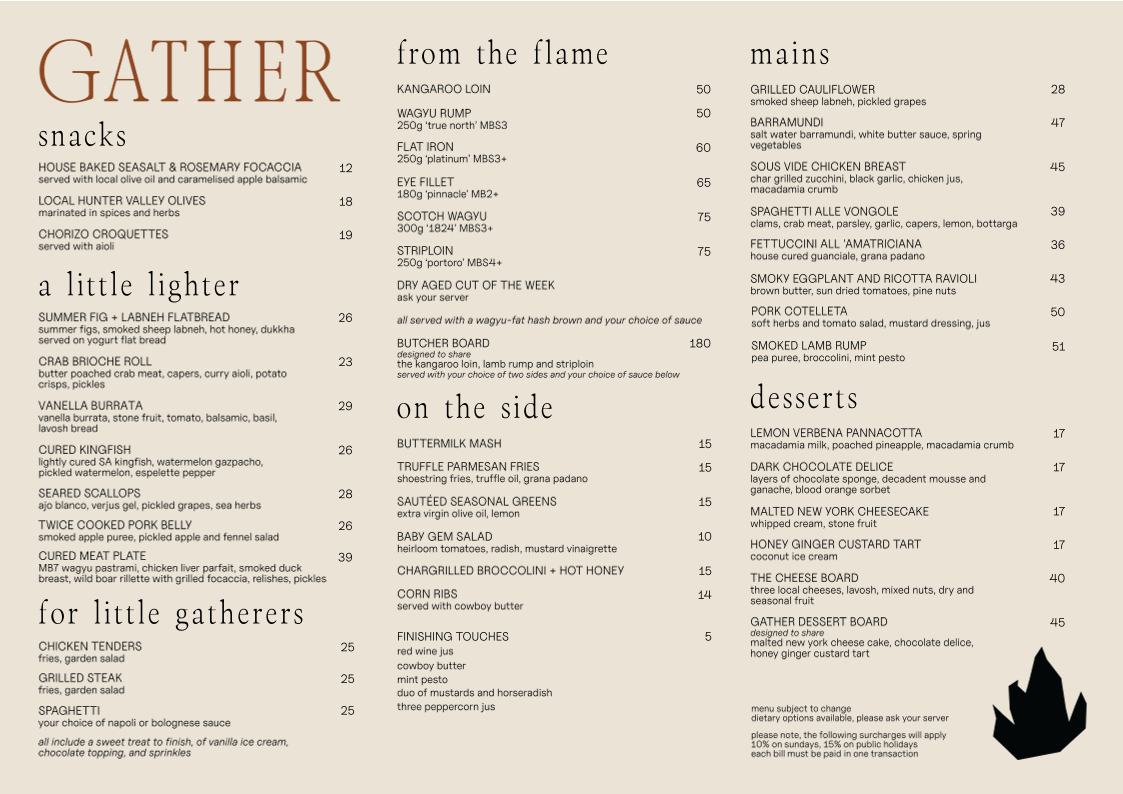 Menu, GATHER
