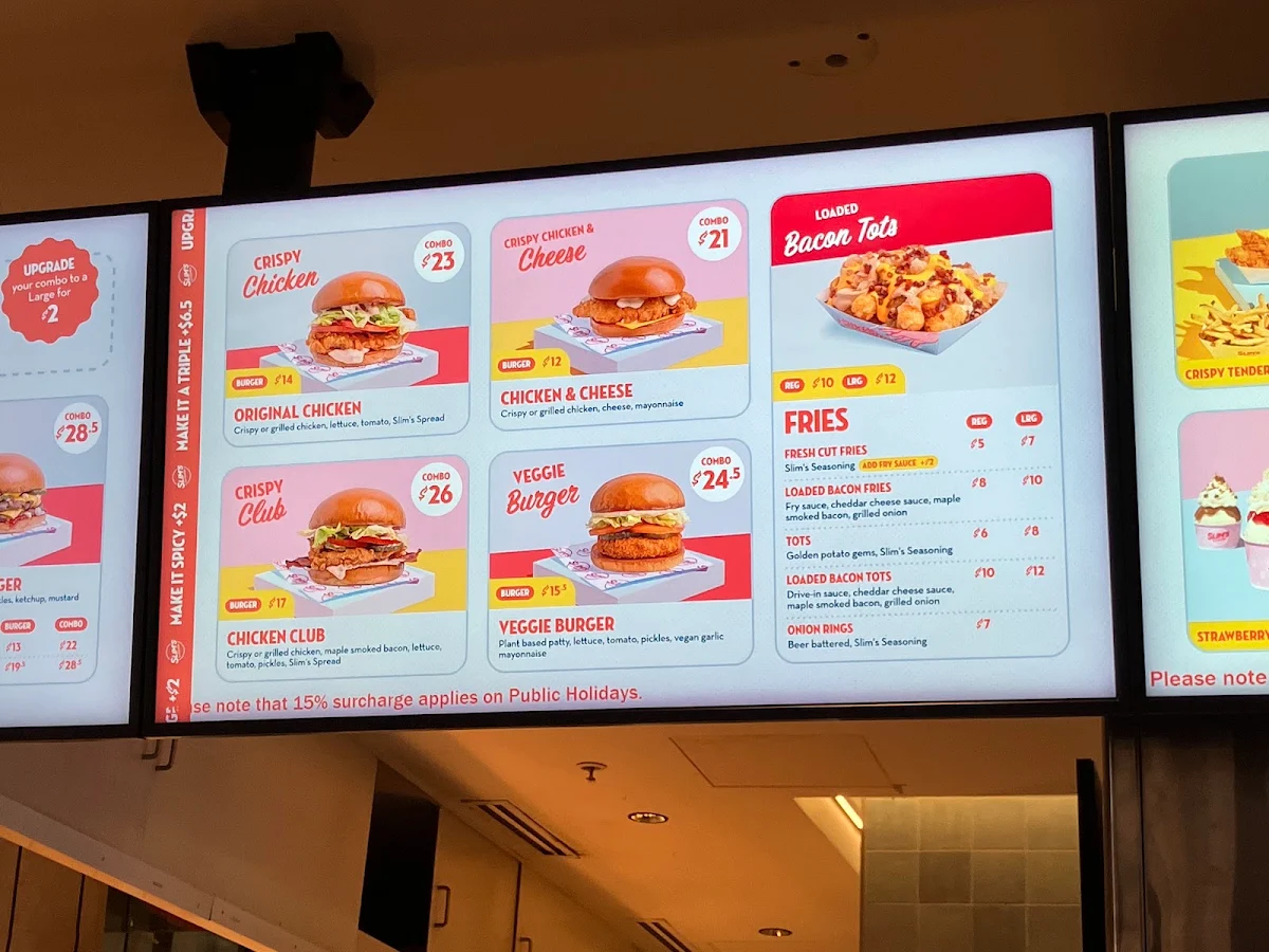 Menu, Slim's Quality Burger