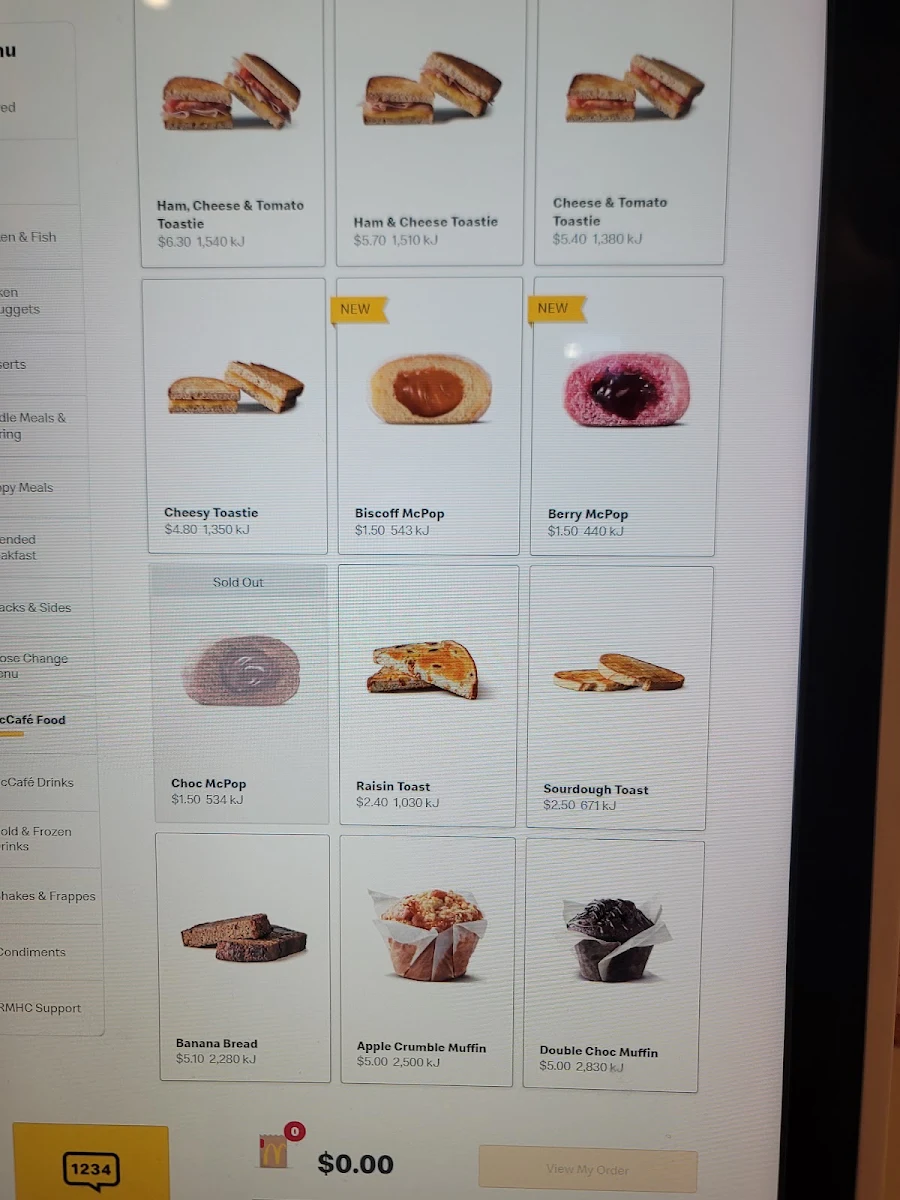 Menu, McDonald's Sydney Airport - Gateway