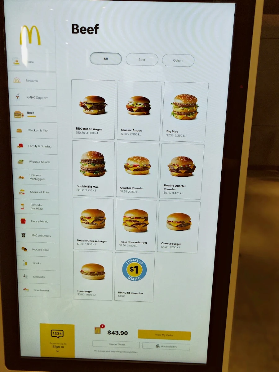 Menu, McDonald's Sydney Airport - Gateway