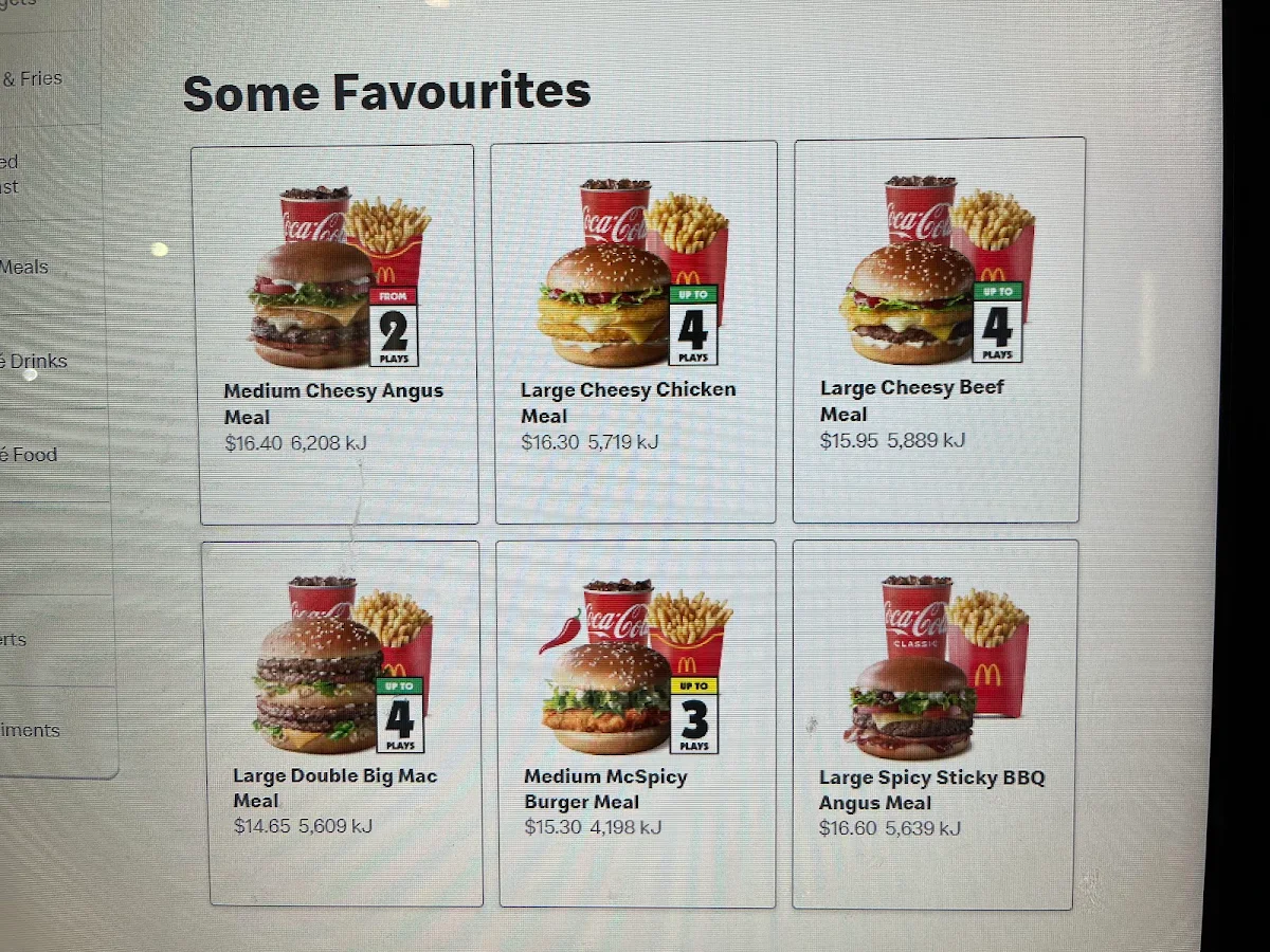 Menu, McDonald's Sydney Airport - Gateway