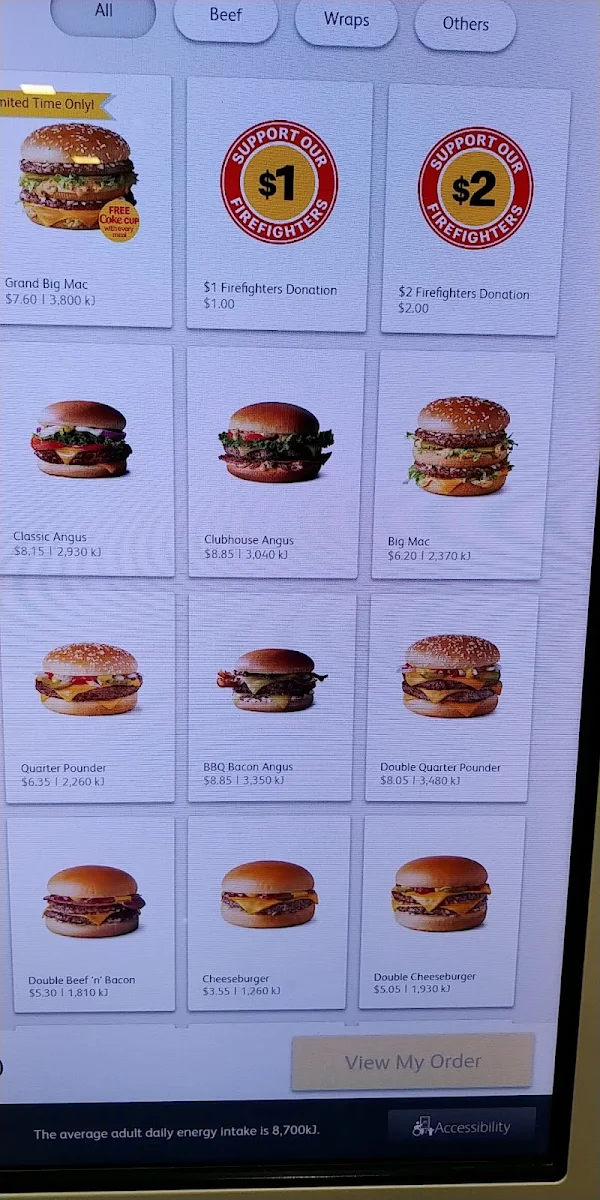 Menu, McDonald's Sydney Airport - Gateway