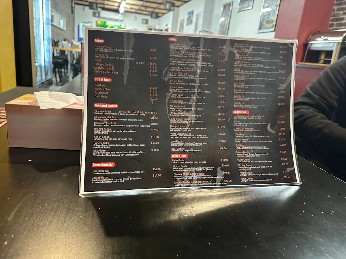 Menu, Handi Kitchen