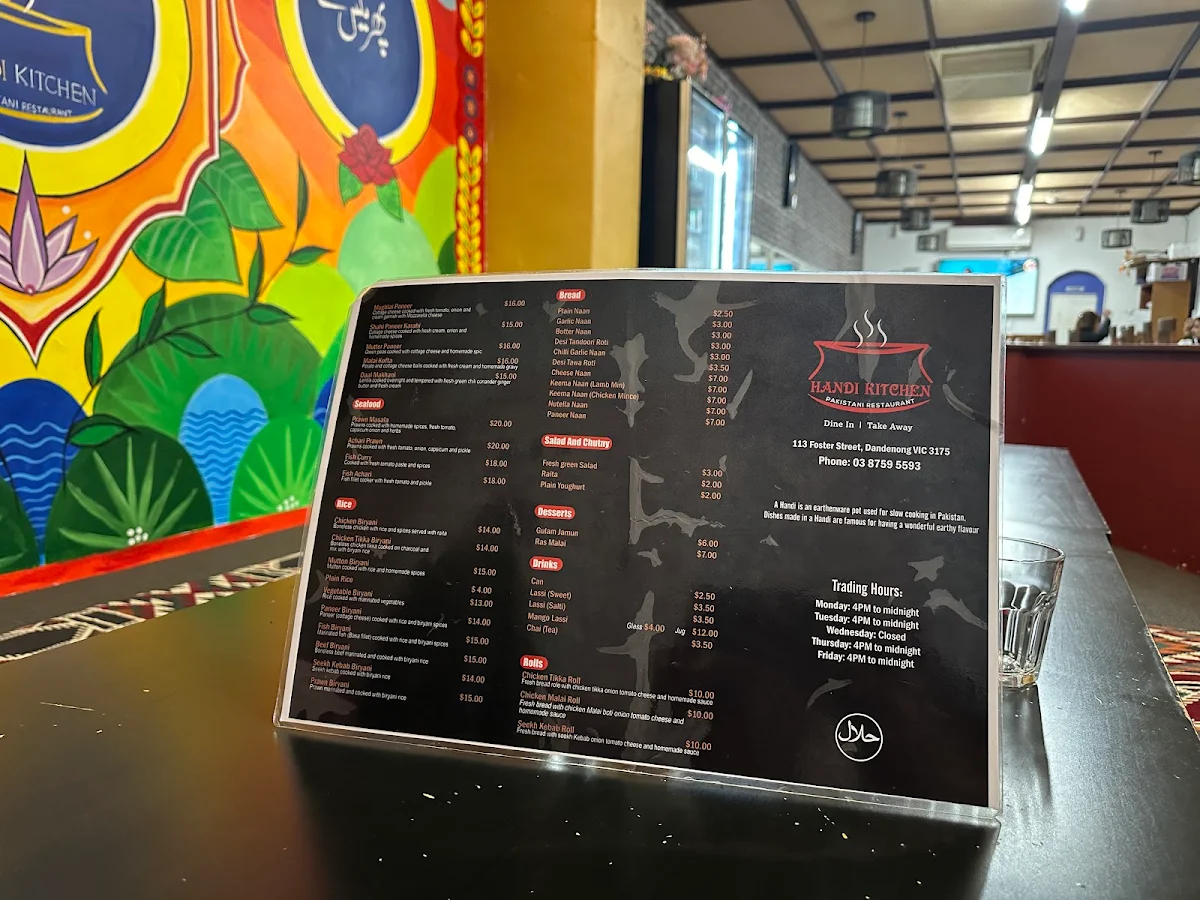 Menu, Handi Kitchen