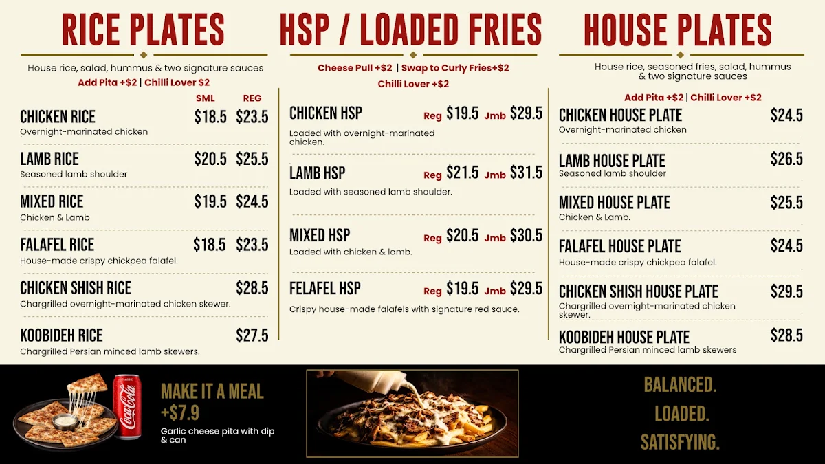 Menu, Betsias Kebab & Grill
