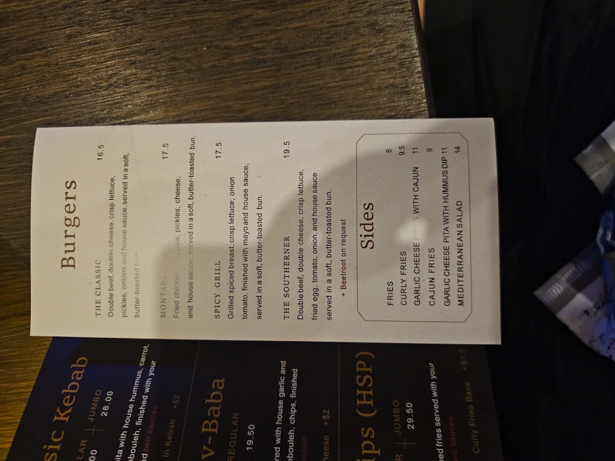 Menu, Betsias Kebab & Grill