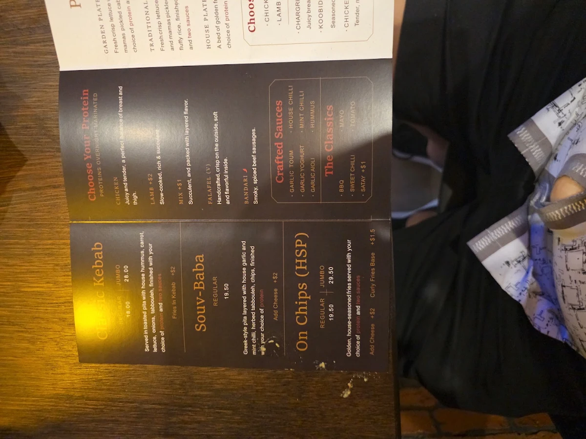 Menu, Betsias Kebab & Grill