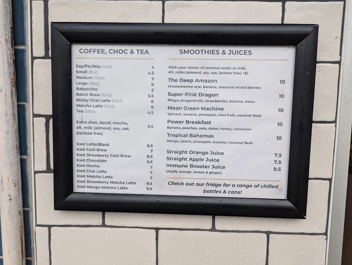 Menu, Little Me Cafe - Rosebery