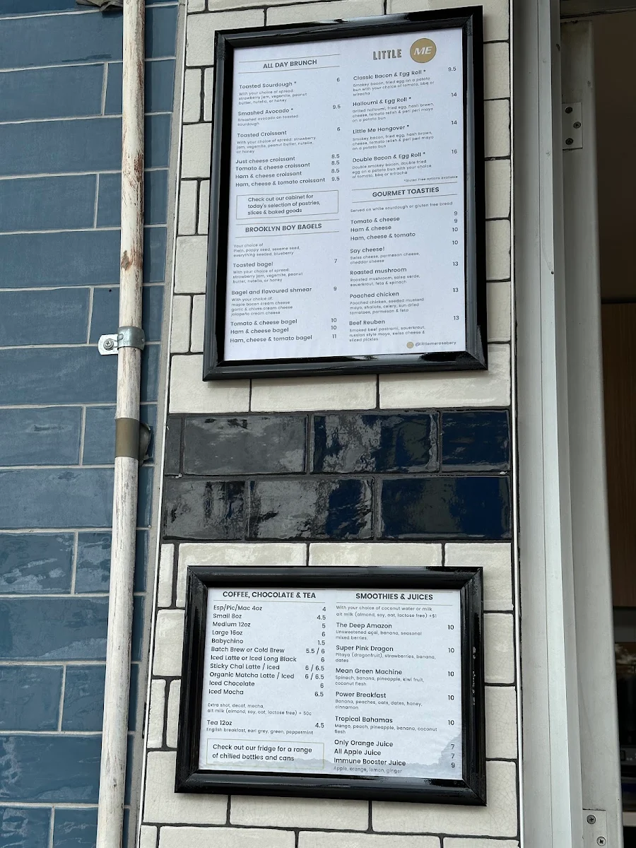 Menu, Little Me Cafe - Rosebery