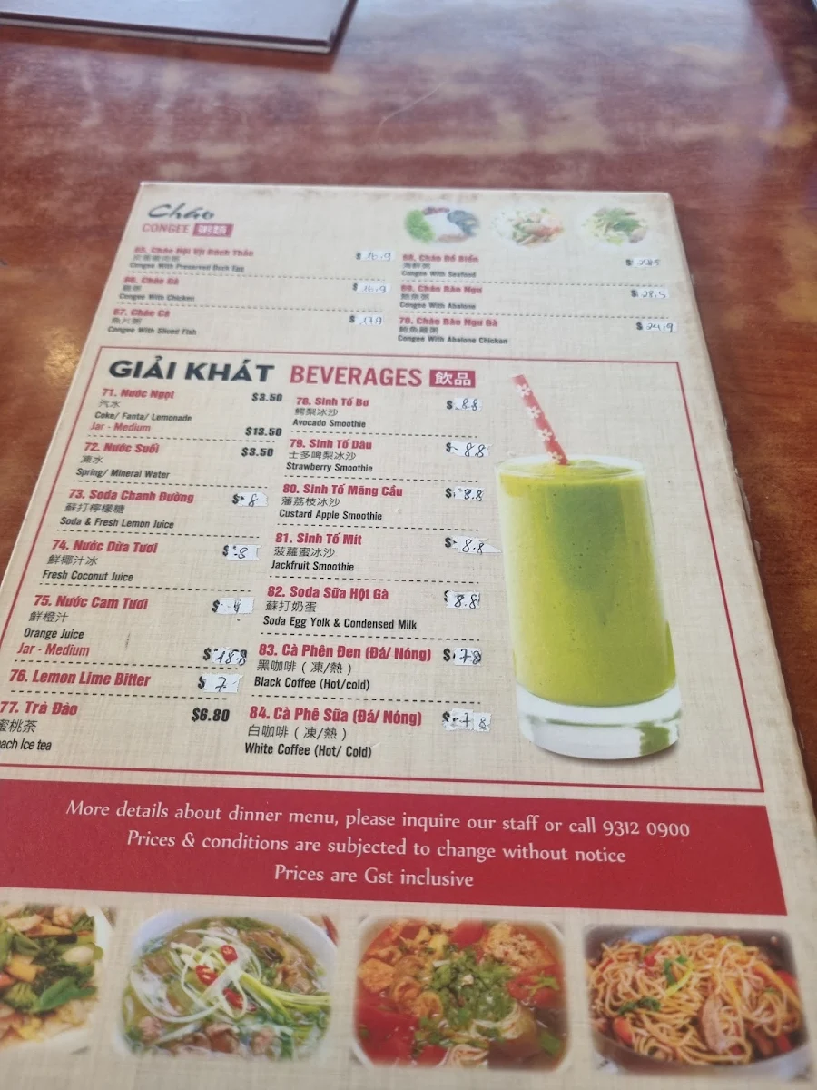 Menu, Treviet