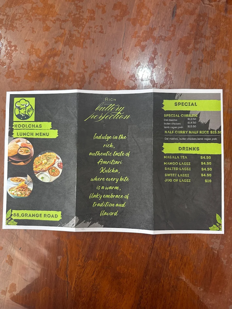 Menu, Koolchas Best Indian Resturant&Cafe