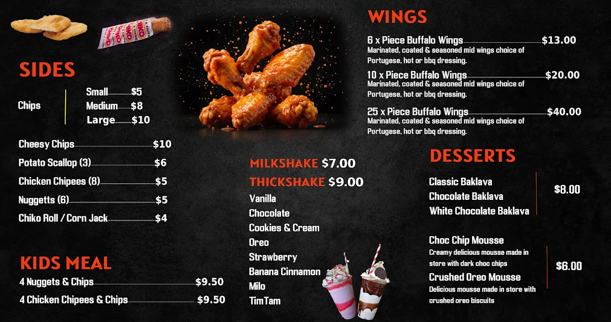 Menu, King of kebabs Queanbeyan