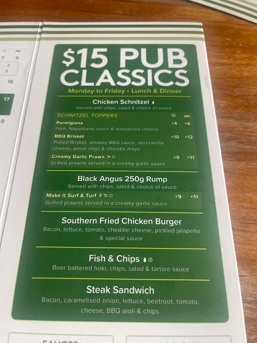 Menu, The Wattle Hotel