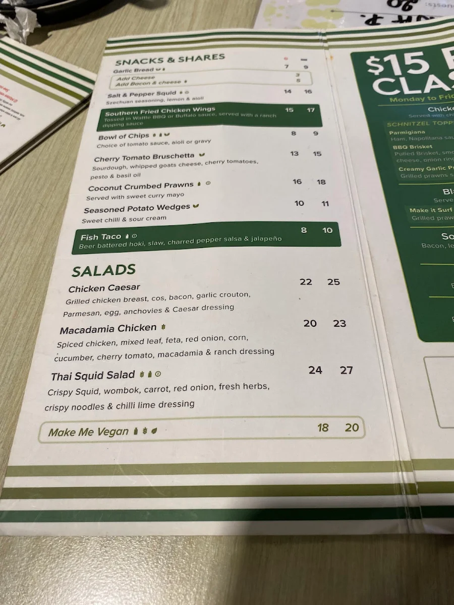 Menu, The Wattle Hotel