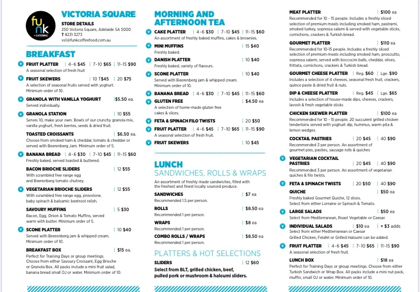 Menu, Funk Coffee+Food