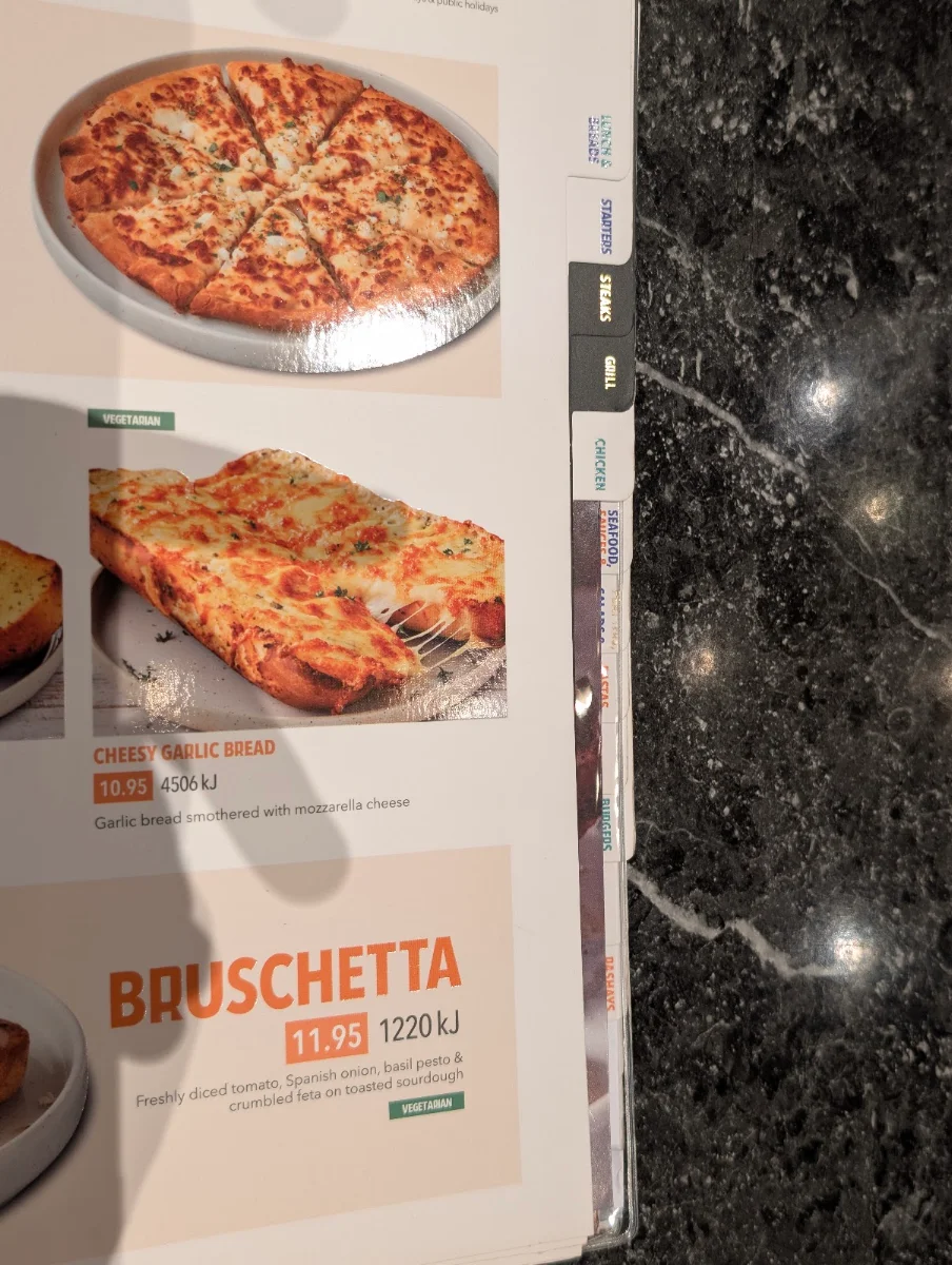 Menu, RASHAYS - Strathpine