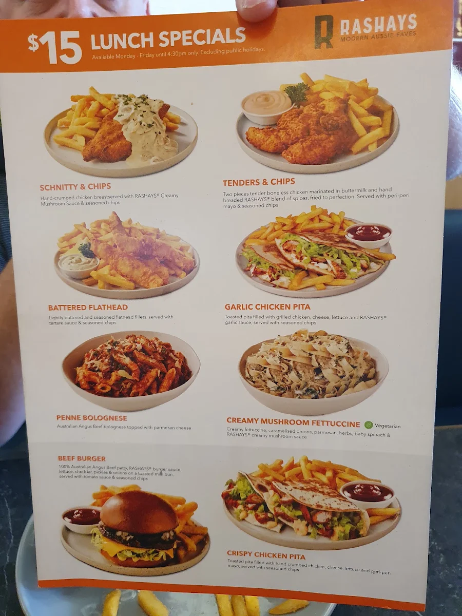 Menu, RASHAYS - Strathpine