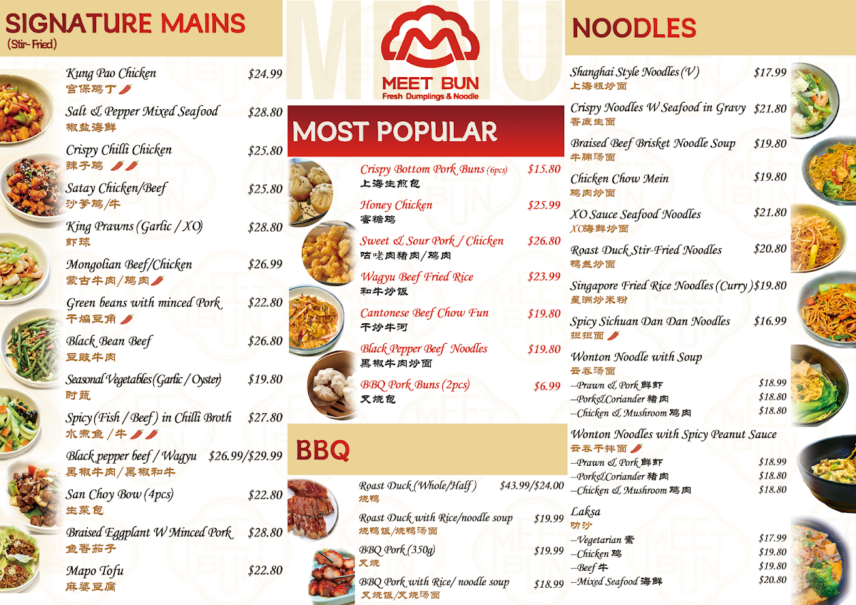 Menu, MeetBun Cherrybrook