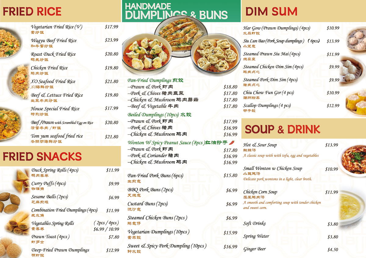Menu, MeetBun Cherrybrook