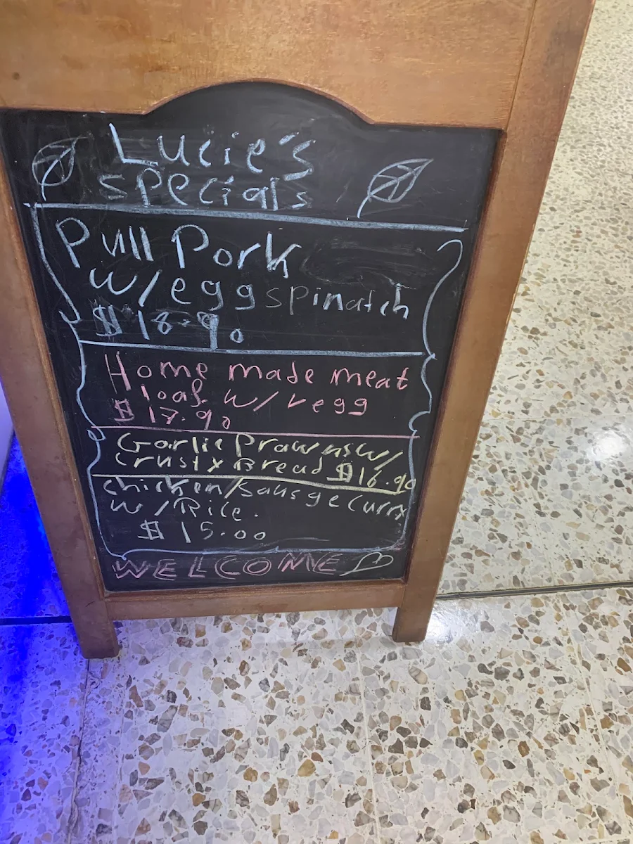 Menu, Lucie's Cafe
