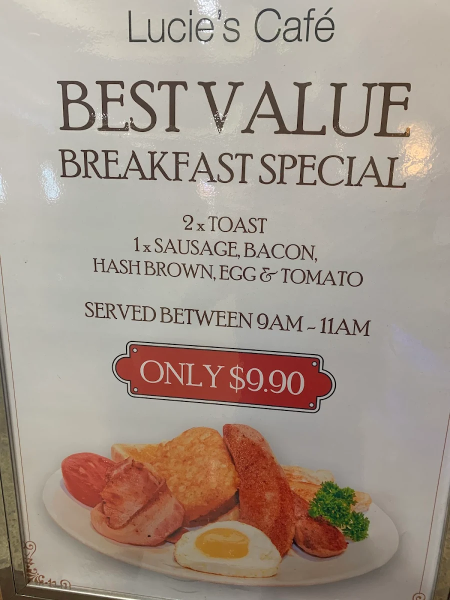 Menu, Lucie's Cafe