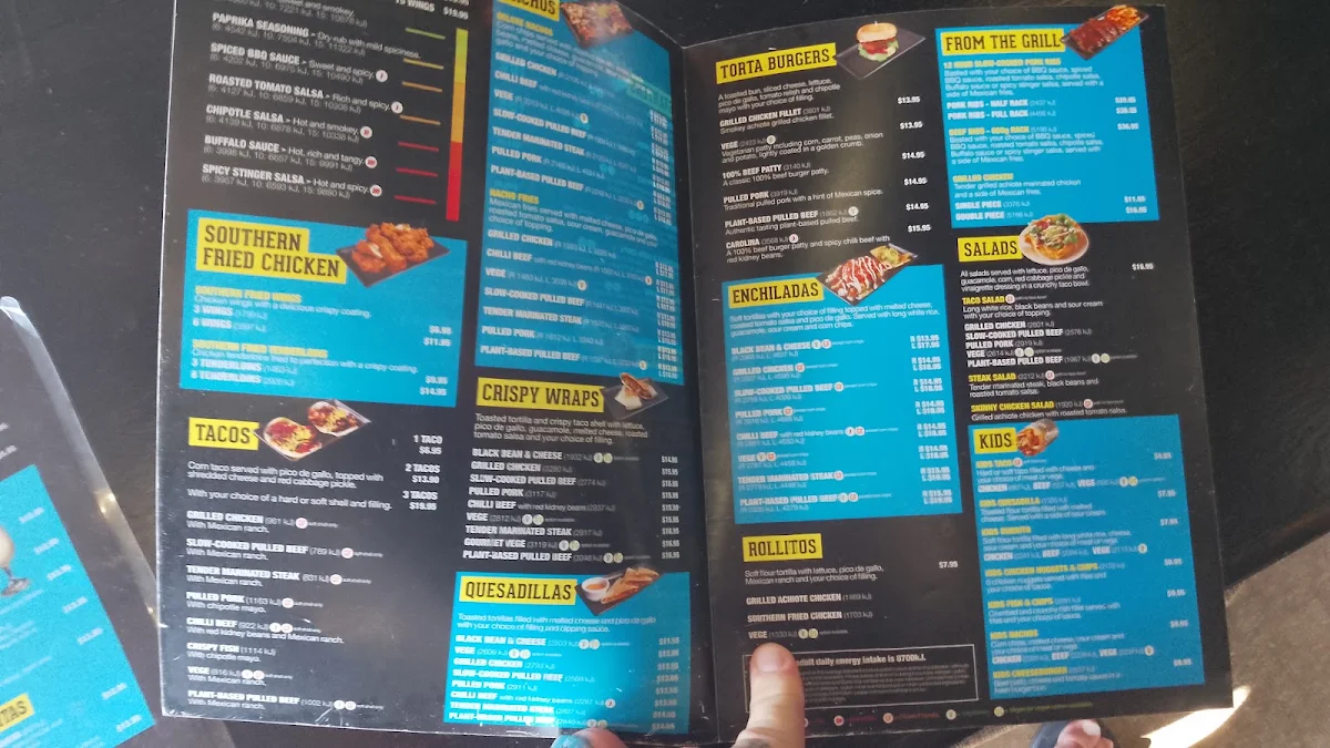 Menu, Burrito Bar Townsville