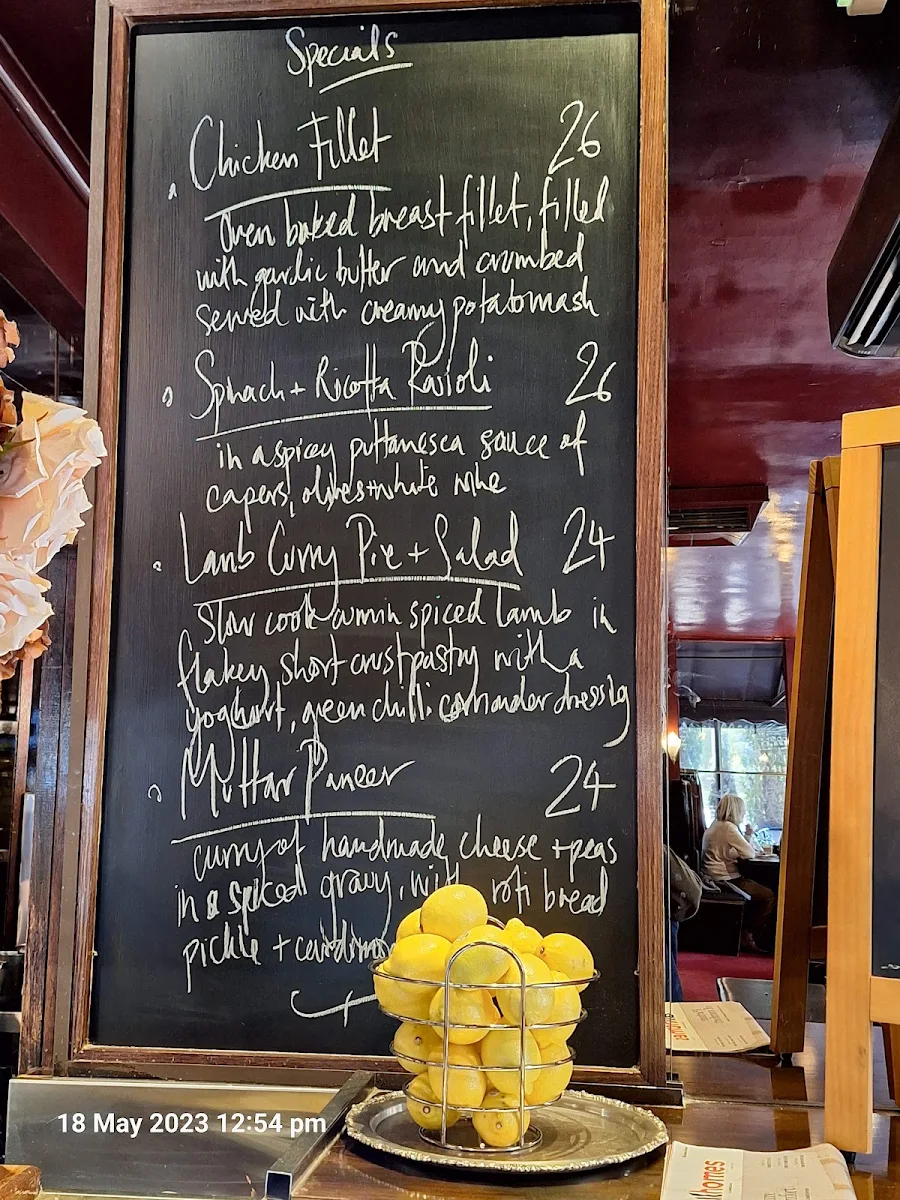 Menu, Tilley's Devine Cafe Gallery
