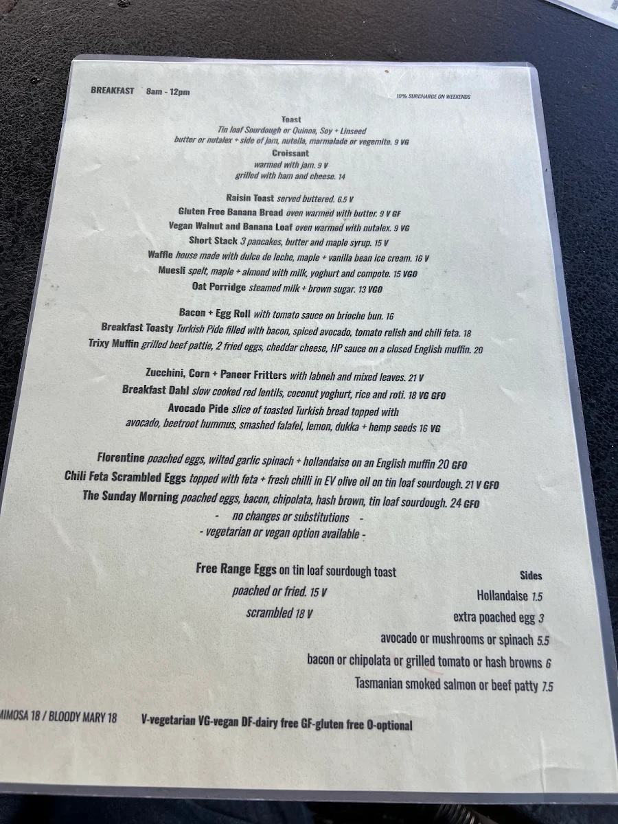 Menu, Tilley's Devine Cafe Gallery