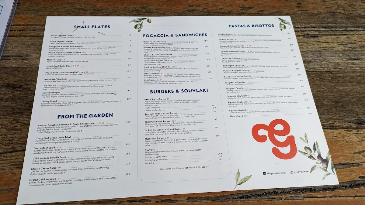 Menu, The Groove Train Eastland(Ringwood)