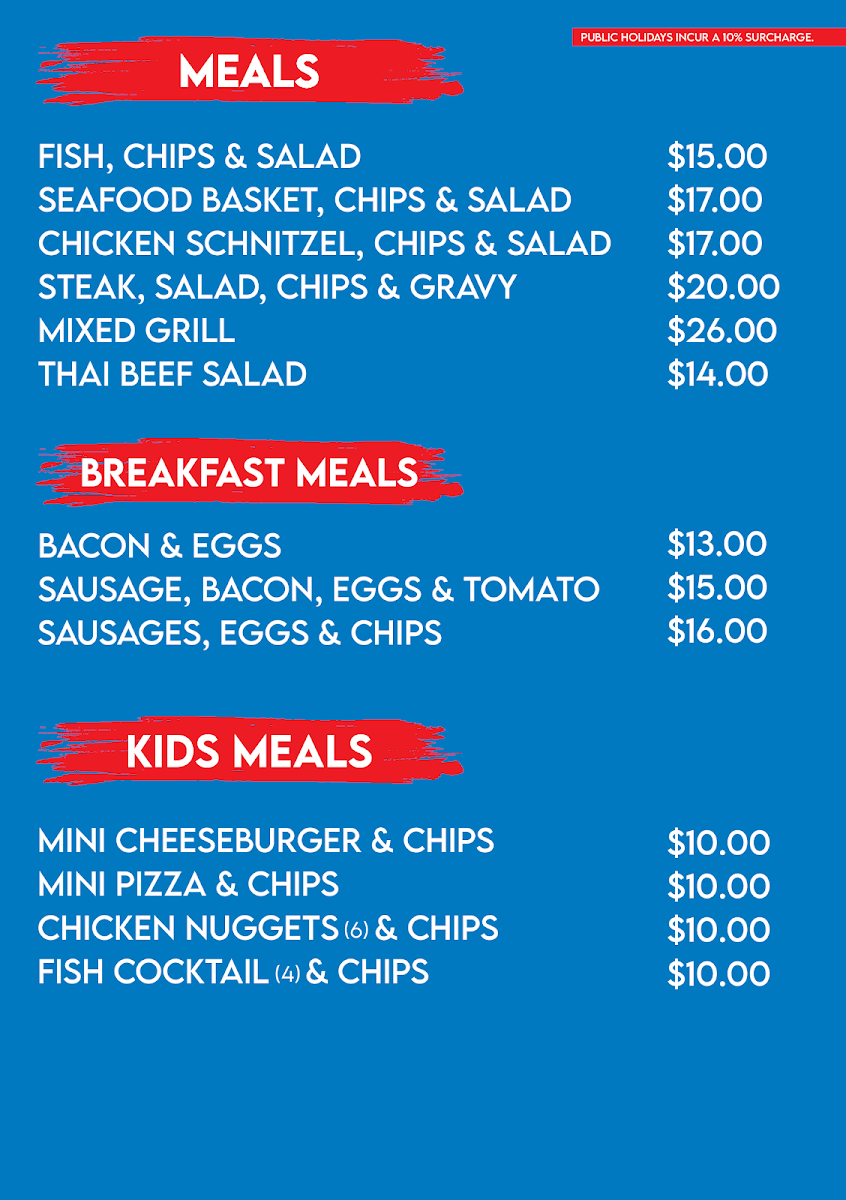 Menu, Liberty Bingara Cafe