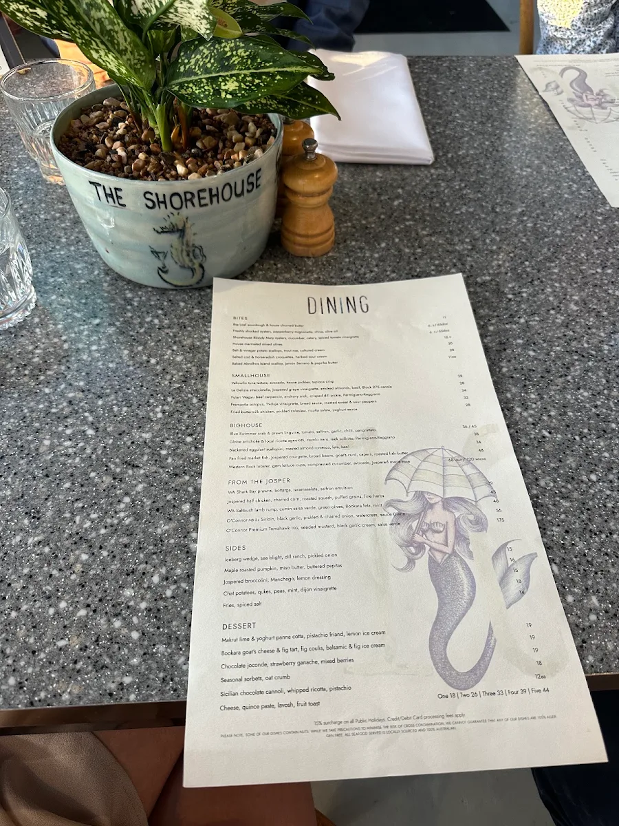 Menu, The Shorehouse