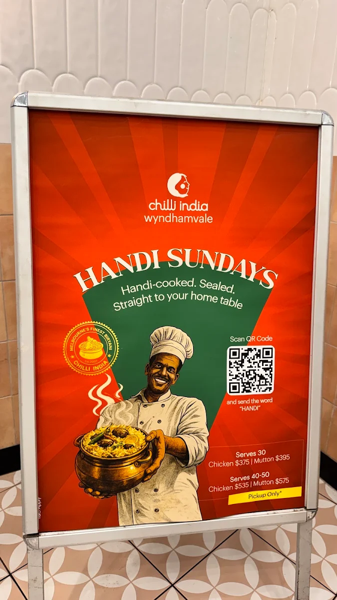 Menu, Chilli India Cloud Wyndham Vale