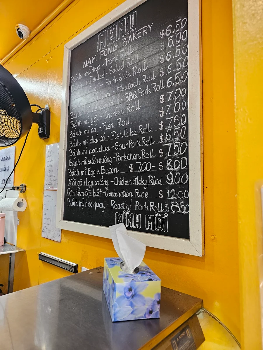 Menu, Nam Fong Hot Bread Bankstown