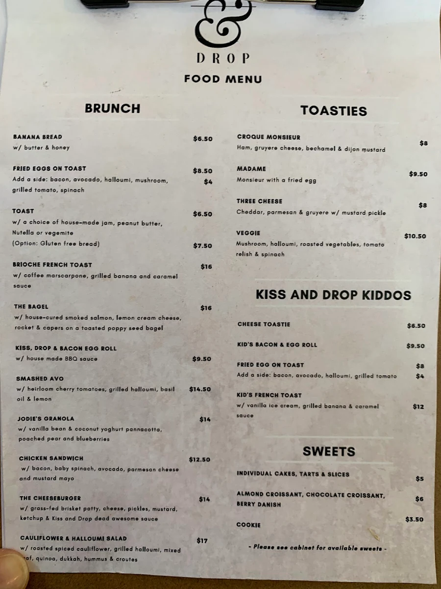 Menu, Kiss & Drop