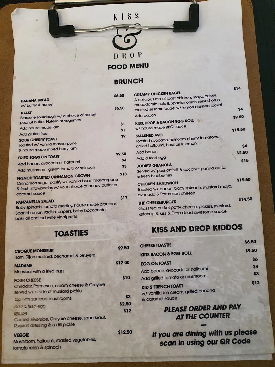 Menu, Kiss & Drop