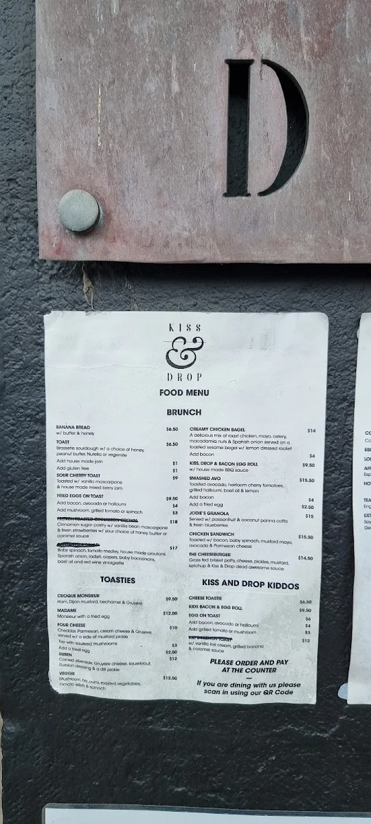 Menu, Kiss & Drop
