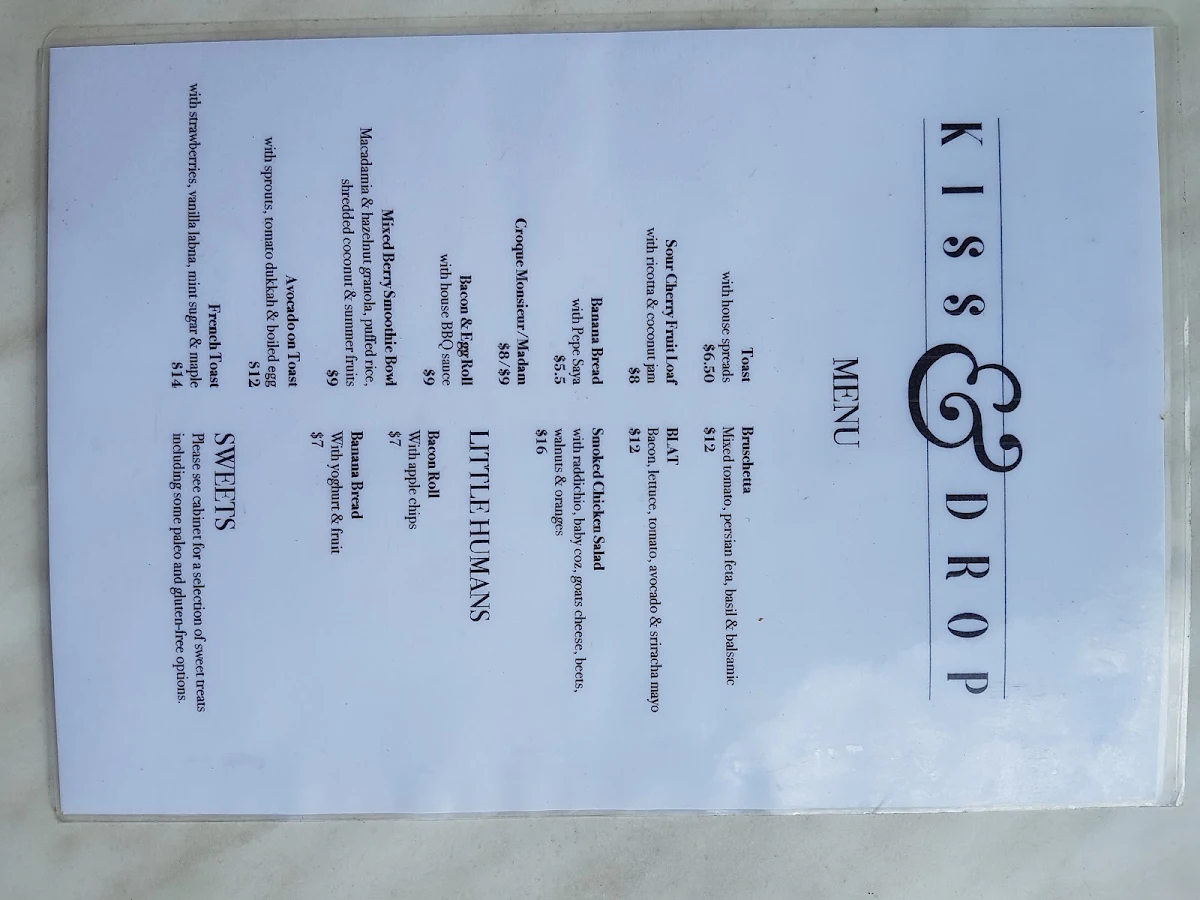Menu, Kiss & Drop
