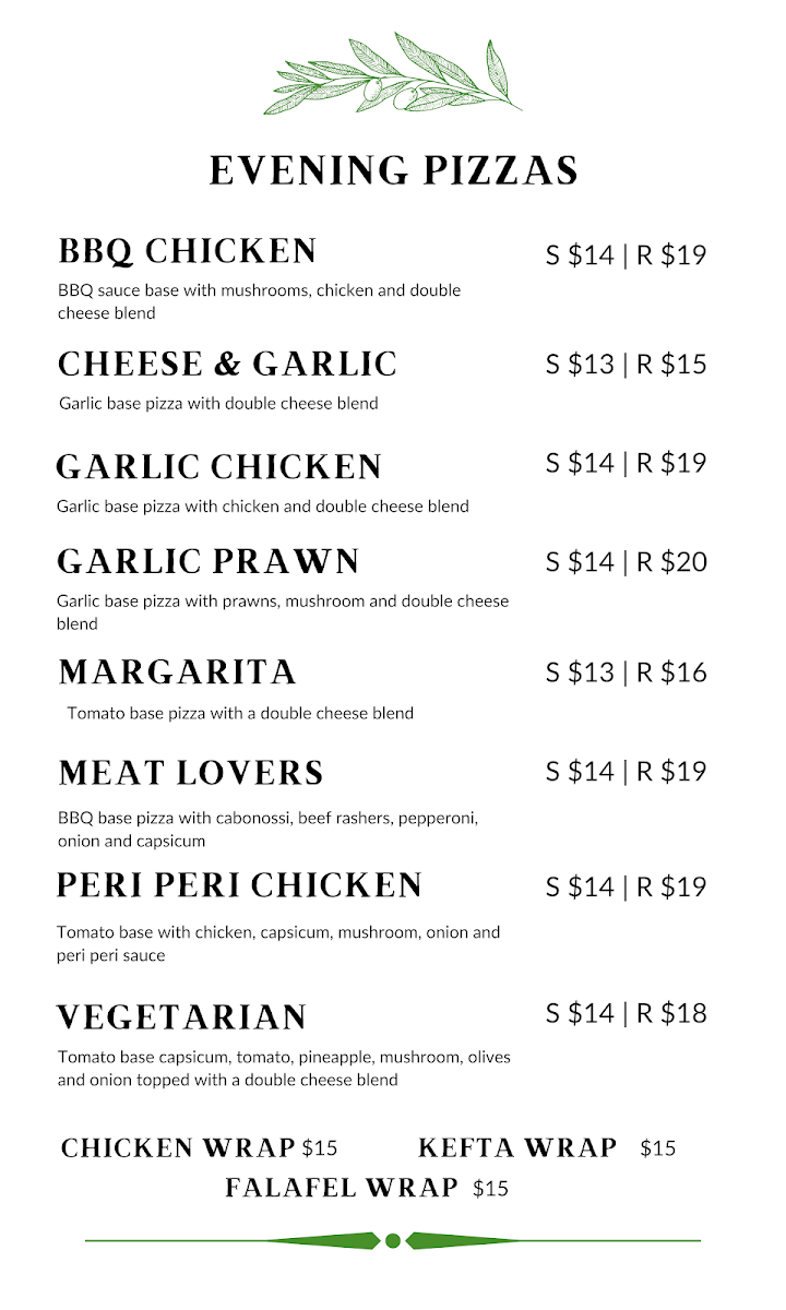 Menu, Tripolian Bakehouse